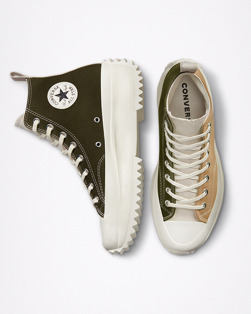 Converse Run Star Hike Női Tornacipő Khaki Fekete Fehér | Magyarország-53671